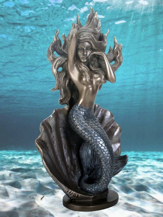 Other - Mermaid with Abalone Seashell Bronze Look Statue Figurine Sculpture